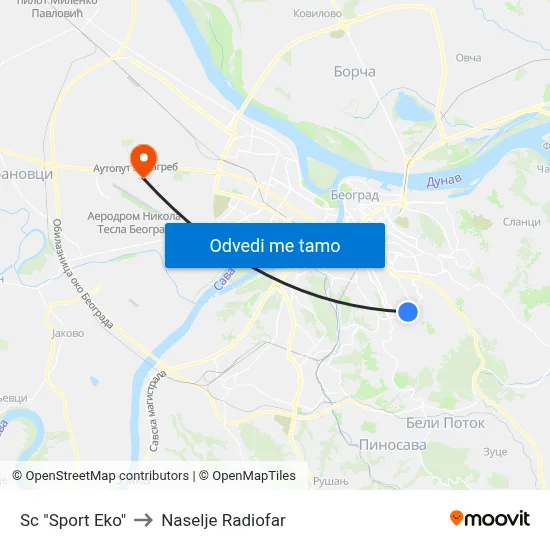Sc "Sport Eko" to Naselje Radiofar map