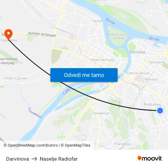 Darvinova to Naselje Radiofar map