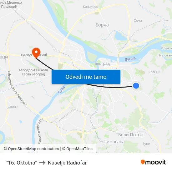 "16. Oktobra" to Naselje Radiofar map