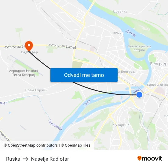 Руска to Naselje Radiofar map