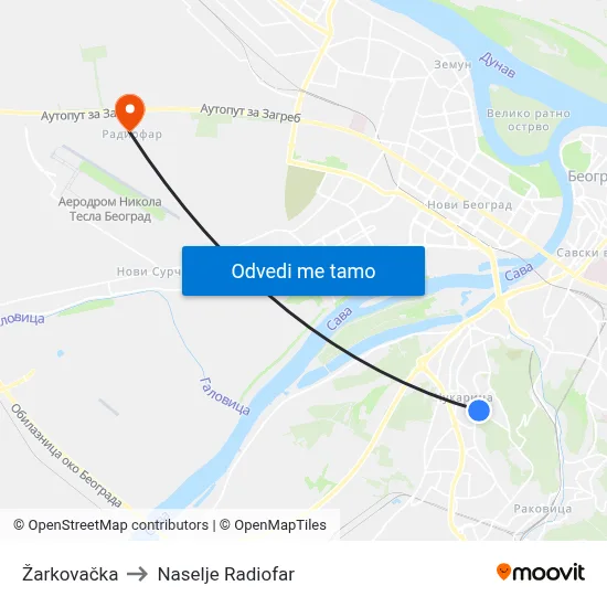 Жарковачка to Naselje Radiofar map