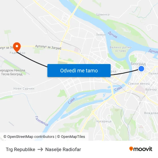 Trg Republike to Naselje Radiofar map