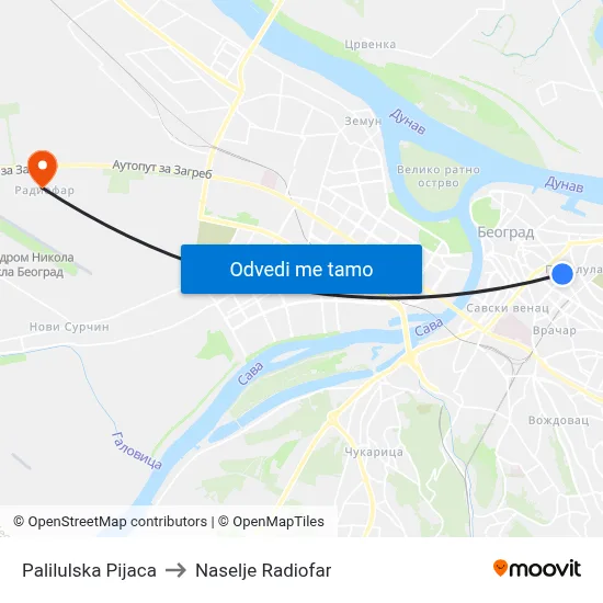 Палилулска Пијаца to Naselje Radiofar map