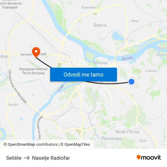 Selište to Naselje Radiofar map