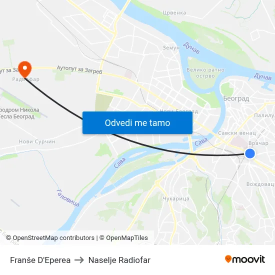 Franše D'Eperea to Naselje Radiofar map