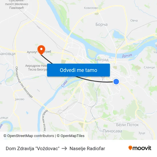 Дом Здравља "Шумице" to Naselje Radiofar map