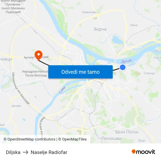 Diljska to Naselje Radiofar map
