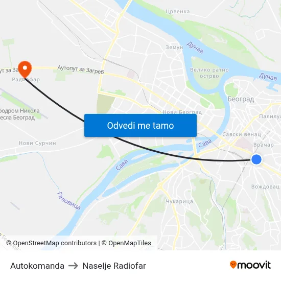 Autokomanda to Naselje Radiofar map