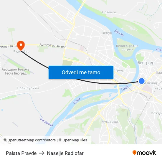 Palata Pravde to Naselje Radiofar map