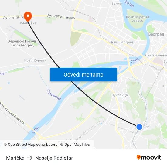 Marička to Naselje Radiofar map