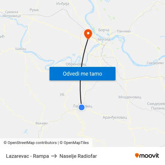 Lazarevac - Rampa to Naselje Radiofar map