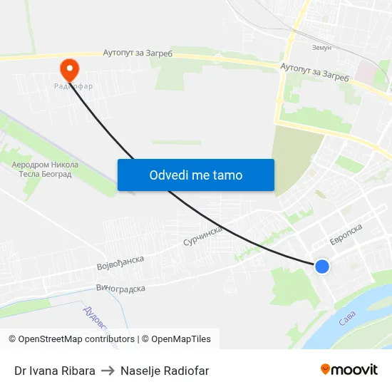 Dr Ivana Ribara to Naselje Radiofar map