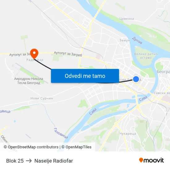 Blok 25 to Naselje Radiofar map