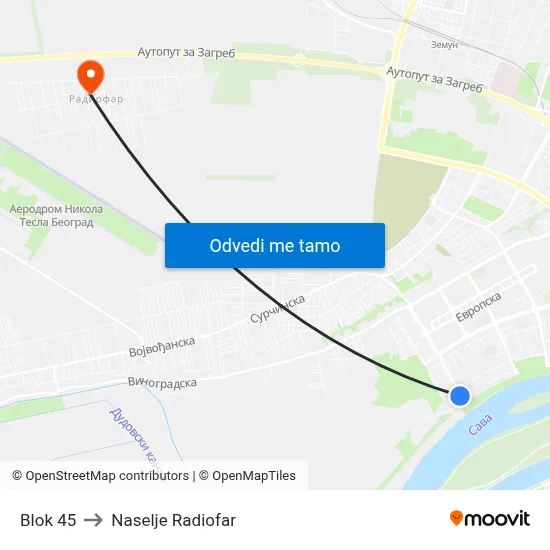 Blok 45 to Naselje Radiofar map