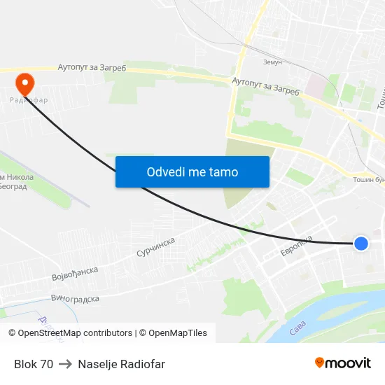 Blok 70 to Naselje Radiofar map