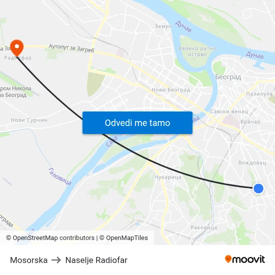 Mosorska to Naselje Radiofar map