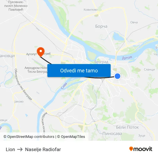 Lion to Naselje Radiofar map