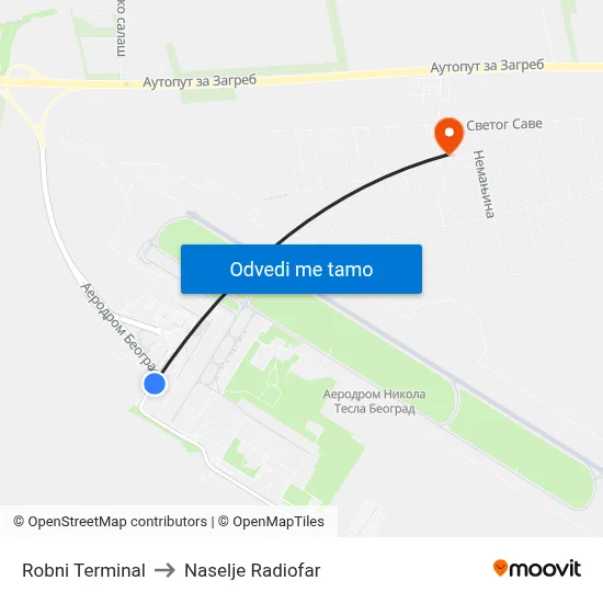 Robni Terminal to Naselje Radiofar map