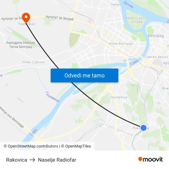 Rakovica to Naselje Radiofar map