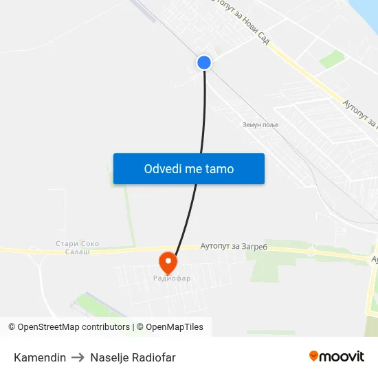 Kamendin to Naselje Radiofar map