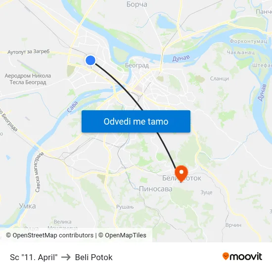 Sc "11. April" to Beli Potok map