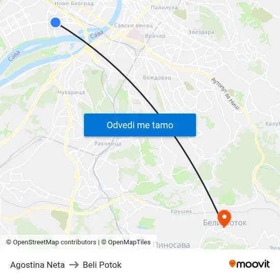 Agostina Neta to Beli Potok map