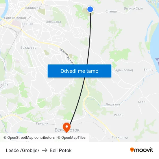 Лешће /Гробље/ to Beli Potok map