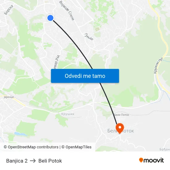 Бањица 2 to Beli Potok map