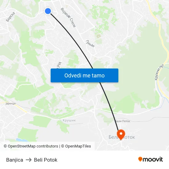 Бањица to Beli Potok map