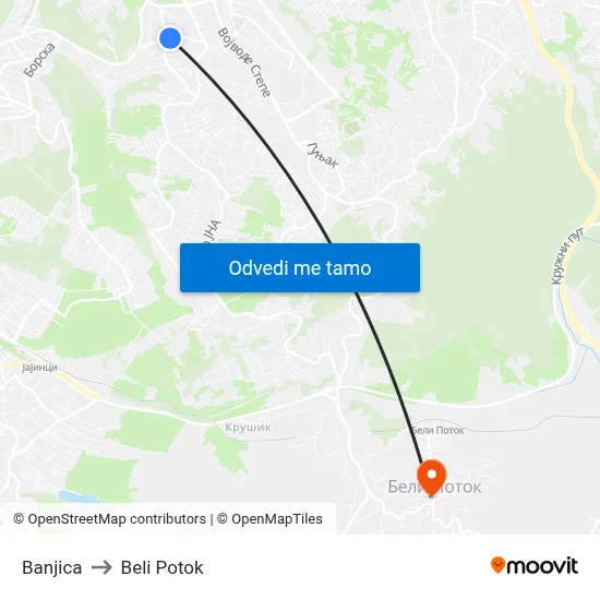 Бањица to Beli Potok map