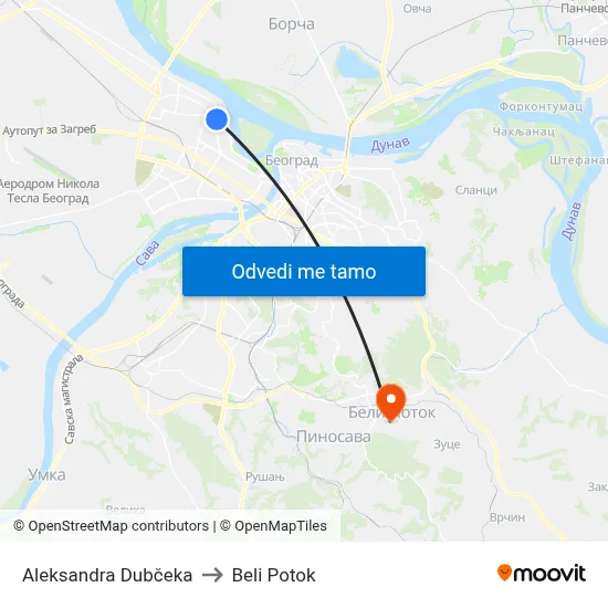 Александра Дубчека to Beli Potok map