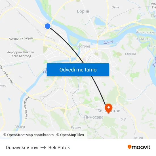 Дунавски Вирови to Beli Potok map
