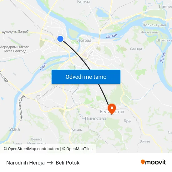 Народних Хероја to Beli Potok map