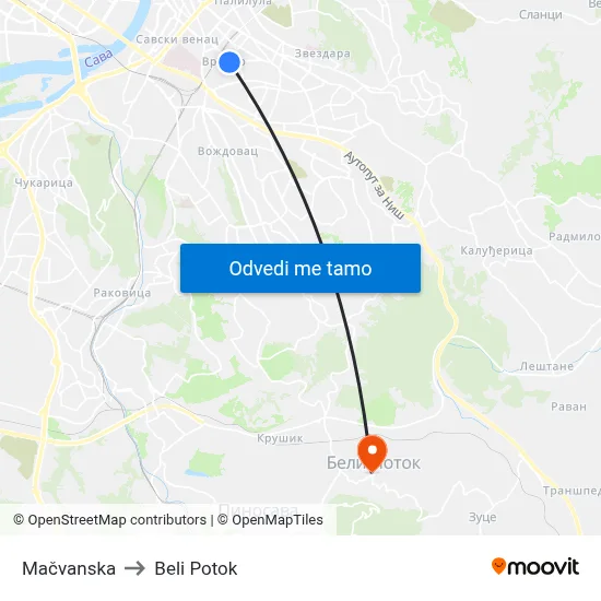 Мачванска to Beli Potok map