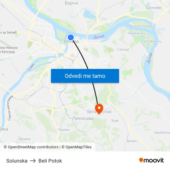 Solunska to Beli Potok map