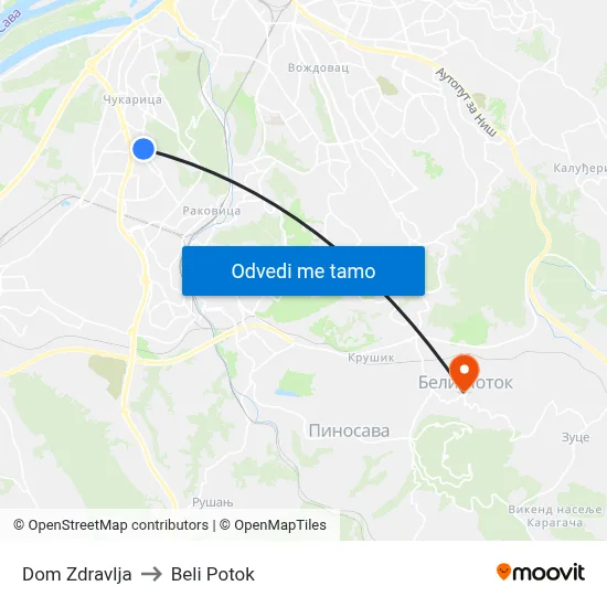 Дом Здравља to Beli Potok map