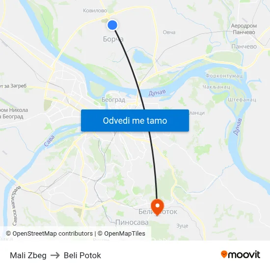 Мали Збег to Beli Potok map