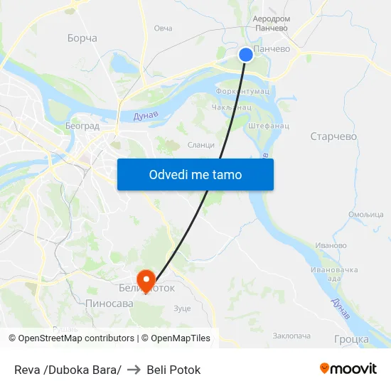 Reva /Duboka Bara/ to Beli Potok map