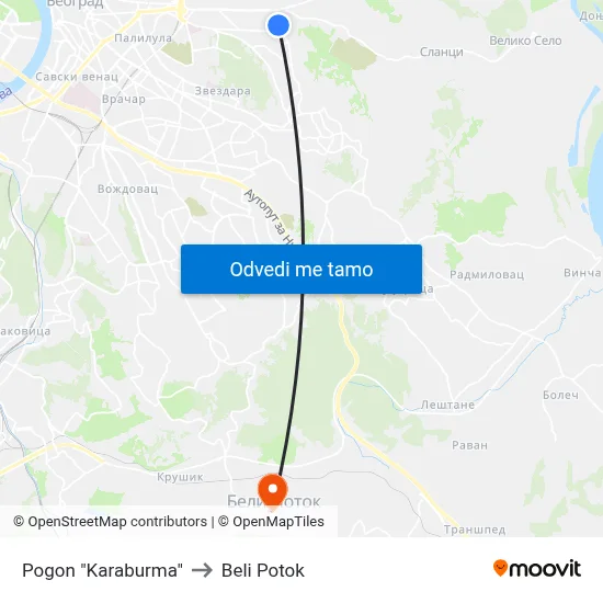 Погон "Карабурма" to Beli Potok map