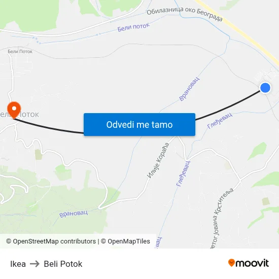 Икеа to Beli Potok map