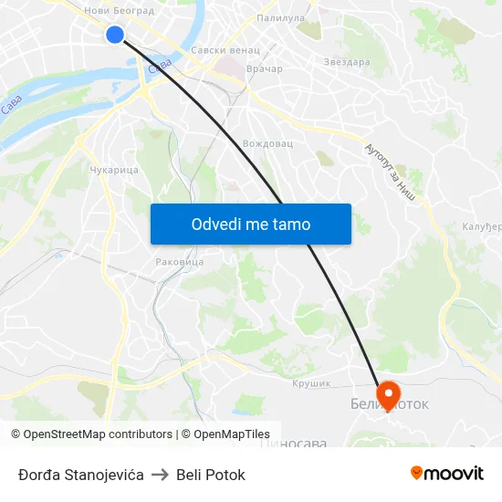 Ђорђа Станојевића to Beli Potok map