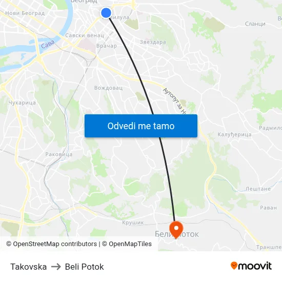 Таковска to Beli Potok map