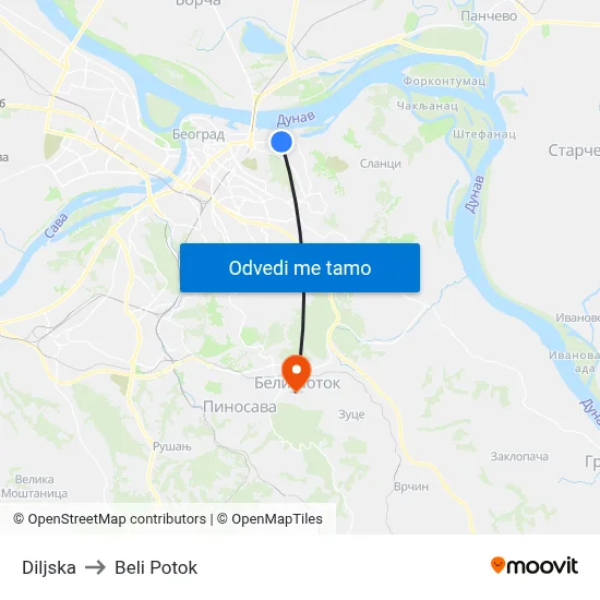 Diljska to Beli Potok map