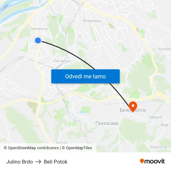 Julino Brdo to Beli Potok map