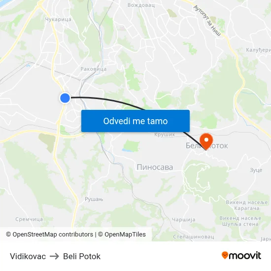 Vidikovac to Beli Potok map
