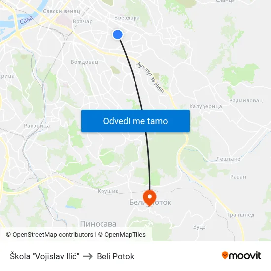Škola "Vojislav Ilić" to Beli Potok map