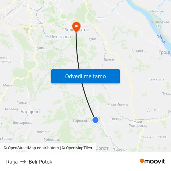 Ralja to Beli Potok map