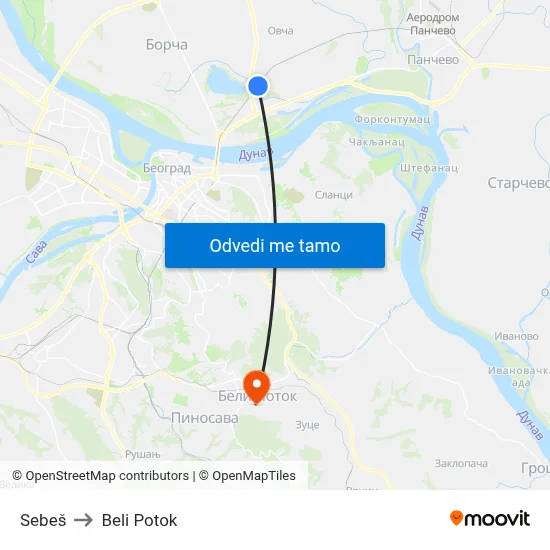 Sebeš to Beli Potok map