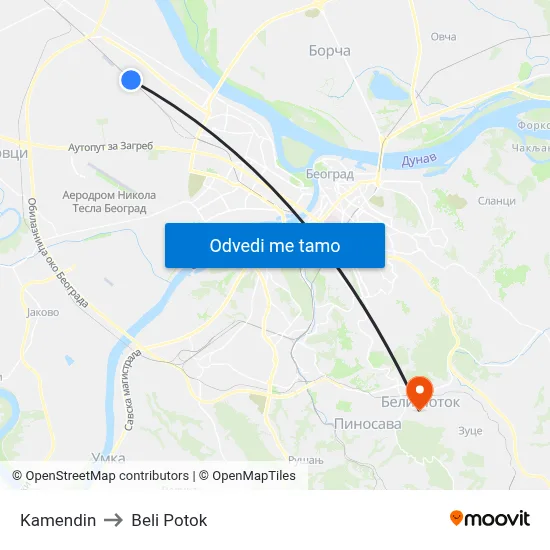 Kamendin to Beli Potok map