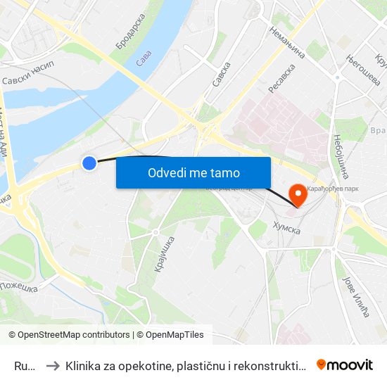 Ruska to Klinika za opekotine, plastičnu i rekonstruktivnu hirurgiju map